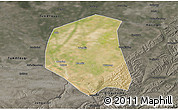 Satellite 3D Map of Togtoh, darken, semi-desaturated