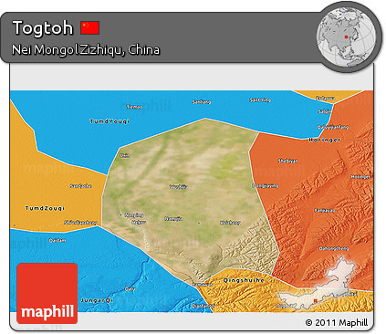 Satellite 3D Map of Togtoh, political outside