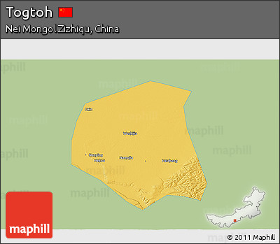 Savanna Style 3D Map of Togtoh, single color outside