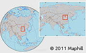 Gray Location Map of Togtoh, within the entire country