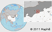 Gray Location Map of Togtoh, highlighted country, highlighted parent region