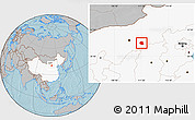 Gray Location Map of Togtoh, highlighted country, hill shading