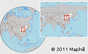 Gray Location Map of Togtoh, highlighted parent region, within the entire country