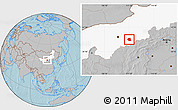 Gray Location Map of Togtoh, highlighted parent region, hill shading