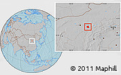 Gray Location Map of Togtoh, hill shading