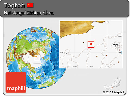 Physical Location Map of Togtoh, highlighted country