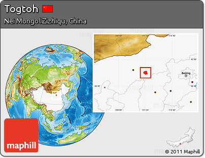 Physical Location Map of Togtoh, highlighted country