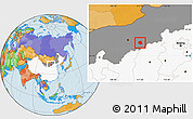 Political Location Map of Togtoh, highlighted country, highlighted parent region