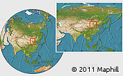 Satellite Location Map of Togtoh, within the entire country