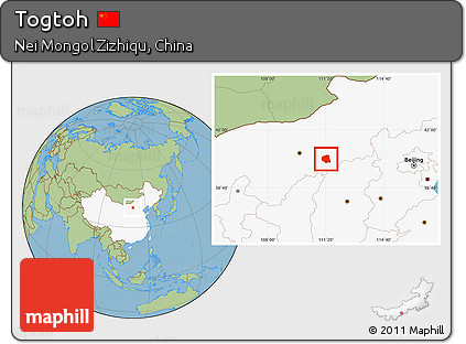 Savanna Style Location Map of Togtoh, highlighted country