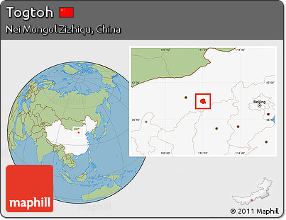 Savanna Style Location Map of Togtoh, highlighted country
