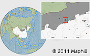 Savanna Style Location Map of Togtoh, highlighted country, highlighted parent region, hill shading