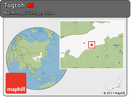 Savanna Style Location Map of Togtoh, highlighted parent region