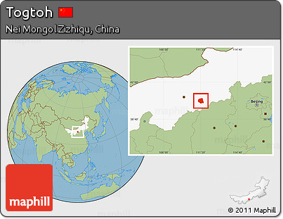 Savanna Style Location Map of Togtoh, highlighted parent region