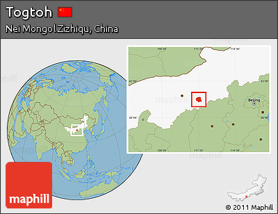 Savanna Style Location Map of Togtoh, highlighted parent region