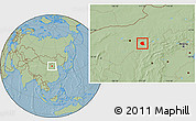 Savanna Style Location Map of Togtoh, hill shading