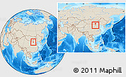 Shaded Relief Location Map of Togtoh, within the entire country