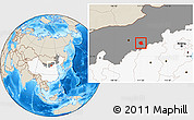 Shaded Relief Location Map of Togtoh, highlighted country, highlighted parent region