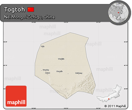 Shaded Relief Map of Togtoh, cropped outside