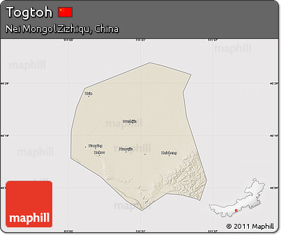 Shaded Relief Map of Togtoh, cropped outside