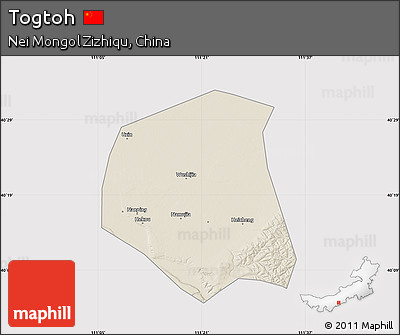 Shaded Relief Map of Togtoh, cropped outside