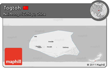 Gray Panoramic Map of Togtoh, single color outside