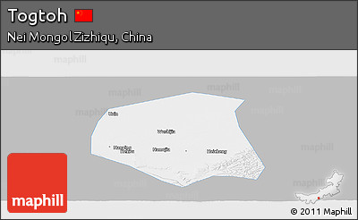 Gray Panoramic Map of Togtoh, single color outside