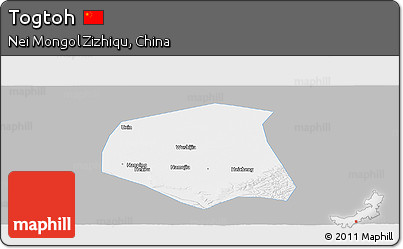 Gray Panoramic Map of Togtoh, single color outside