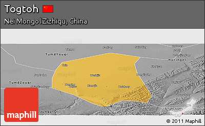 Physical Panoramic Map of Togtoh, desaturated