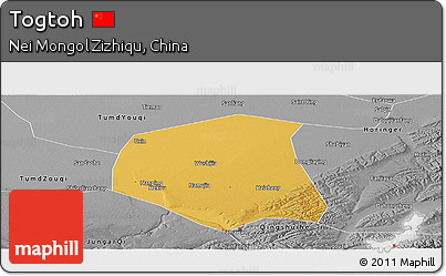 Physical Panoramic Map of Togtoh, desaturated