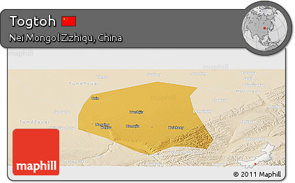 Physical Panoramic Map of Togtoh, lighten
