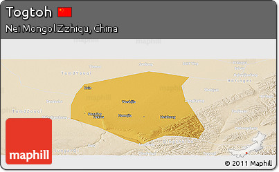 Physical Panoramic Map of Togtoh, lighten