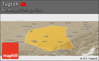 Physical Panoramic Map of Togtoh, semi-desaturated
