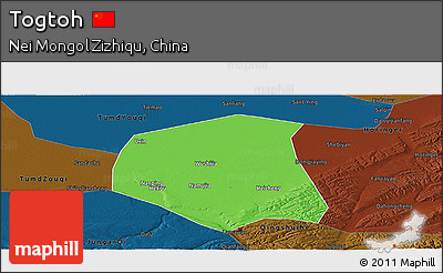 Political Panoramic Map of Togtoh, darken