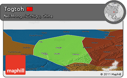 Political Panoramic Map of Togtoh, darken