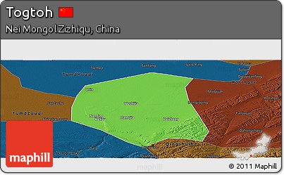 Political Panoramic Map of Togtoh, darken
