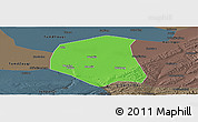 Political Panoramic Map of Togtoh, darken, semi-desaturated