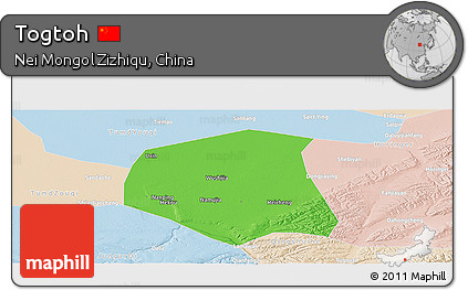 Political Panoramic Map of Togtoh, lighten