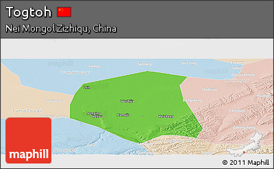 Political Panoramic Map of Togtoh, lighten