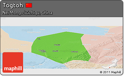 Political Panoramic Map of Togtoh, lighten