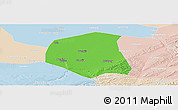Political Panoramic Map of Togtoh, lighten