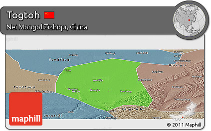 Political Panoramic Map of Togtoh, semi-desaturated