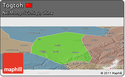 Political Panoramic Map of Togtoh, semi-desaturated
