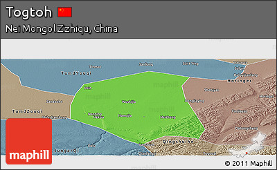 Political Panoramic Map of Togtoh, semi-desaturated