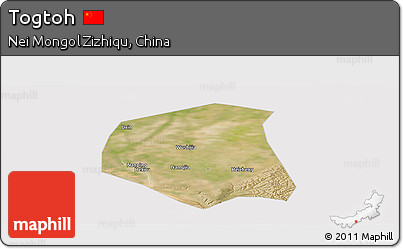Satellite Panoramic Map of Togtoh, cropped outside