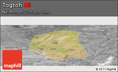 Satellite Panoramic Map of Togtoh, desaturated