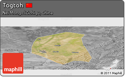 Satellite Panoramic Map of Togtoh, desaturated