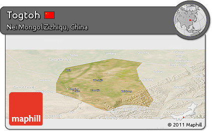 Satellite Panoramic Map of Togtoh, lighten