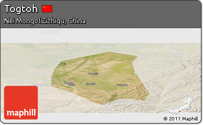 Satellite Panoramic Map of Togtoh, lighten
