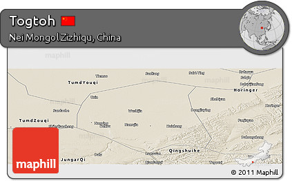 Shaded Relief Panoramic Map of Togtoh